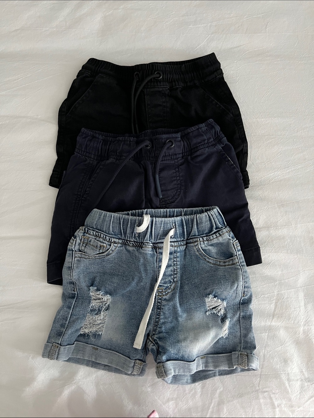 Little Bipsy 3 pack Shorts Set - Black, Navy, Denim 2T-3T